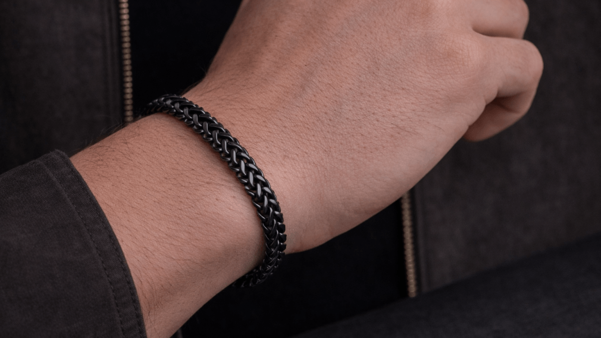 Ανδρικό Ατσάλινο Βραχιόλι Μαύρο Flat Chain 21εκ