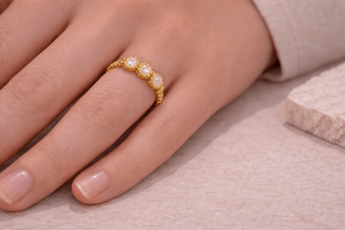 Ανοξείδωτο Δαχτυλίδι με Πέρλες