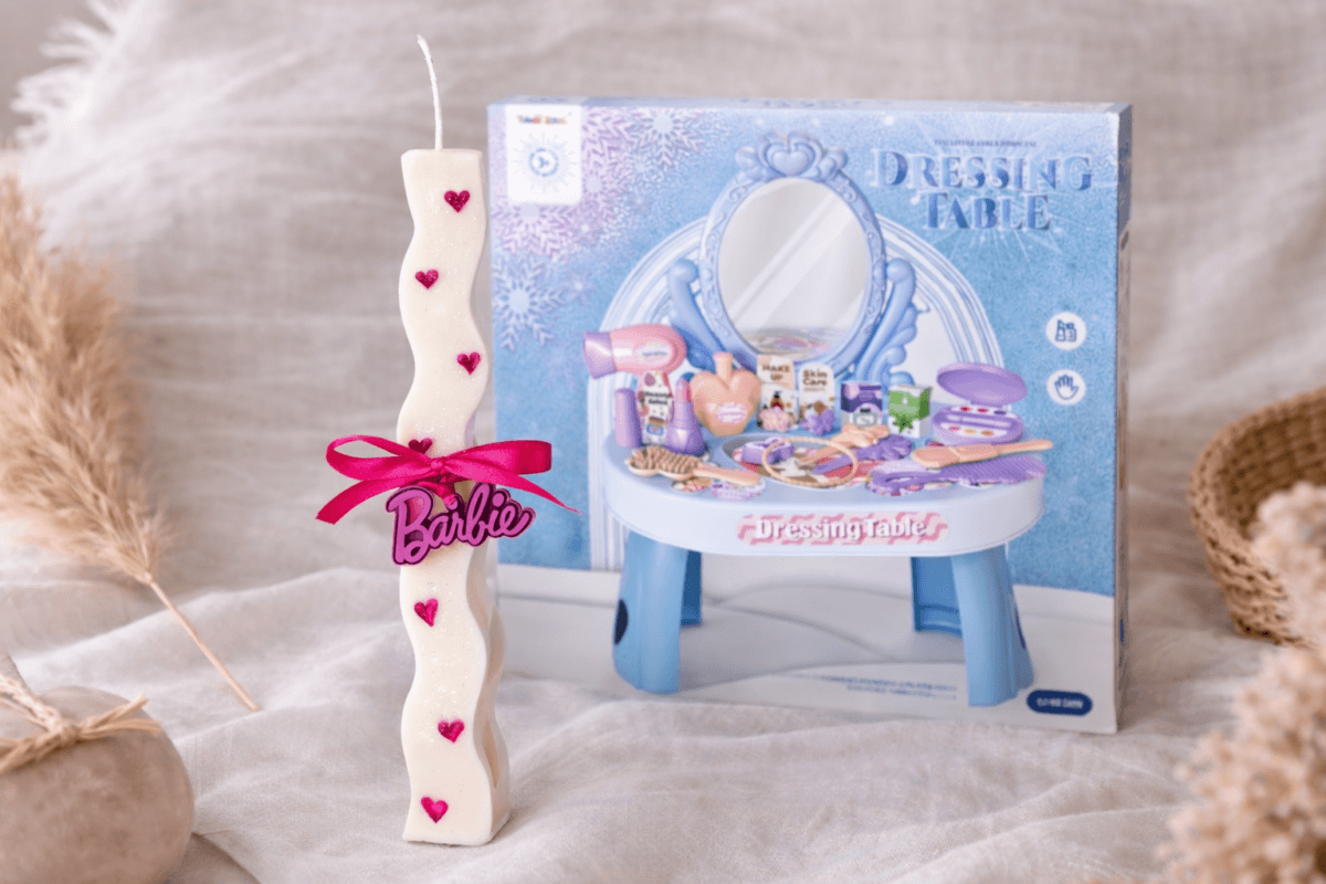 Χειροποίητη Πασχαλινή Λαμπάδα Barbie + Τουαλέτα Κρεβατοκάμαρας 30 (τεμ)