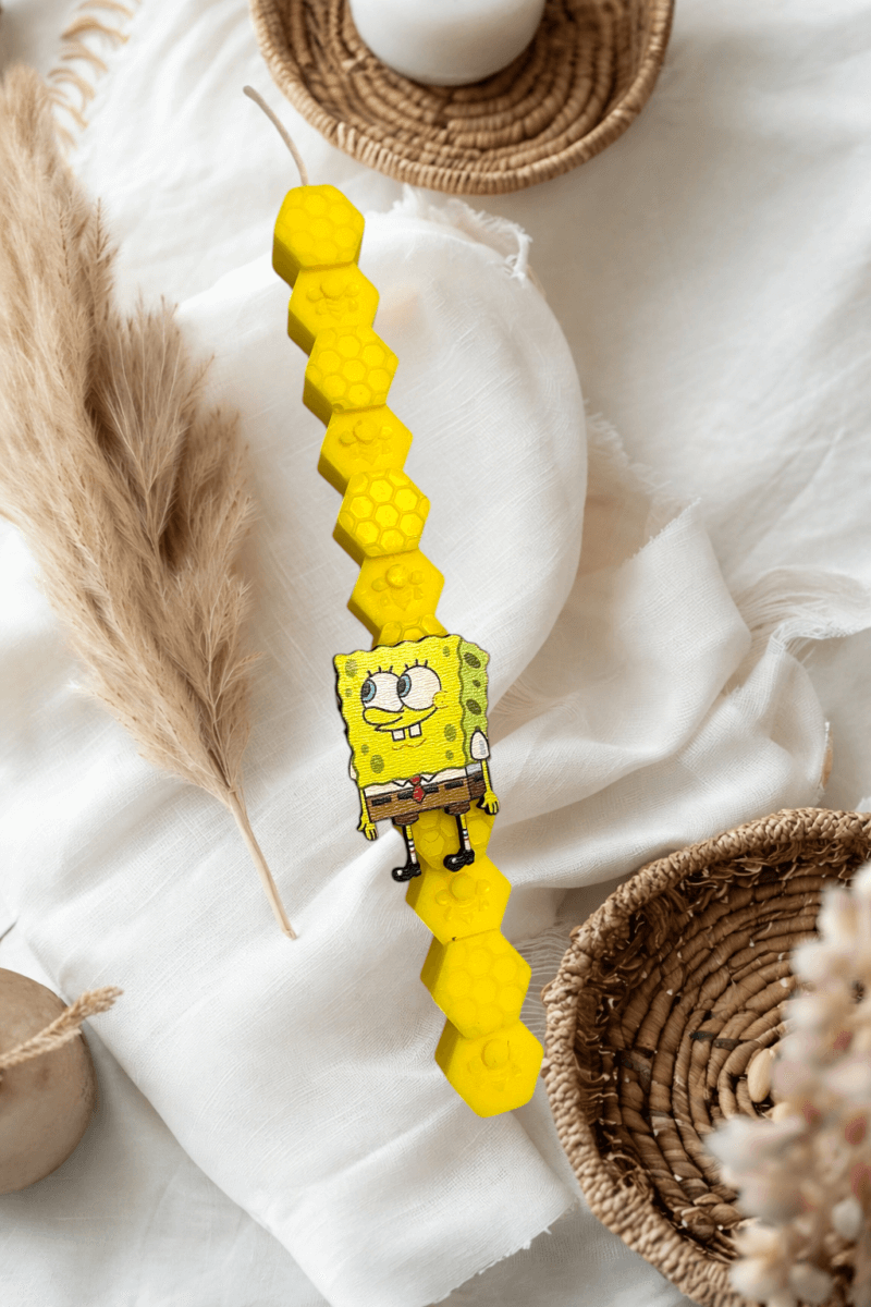 Χειροποίητη Πασχαλινή Λαμπάδα SpongeBob (Μπομπ Σφουγγαράκης)