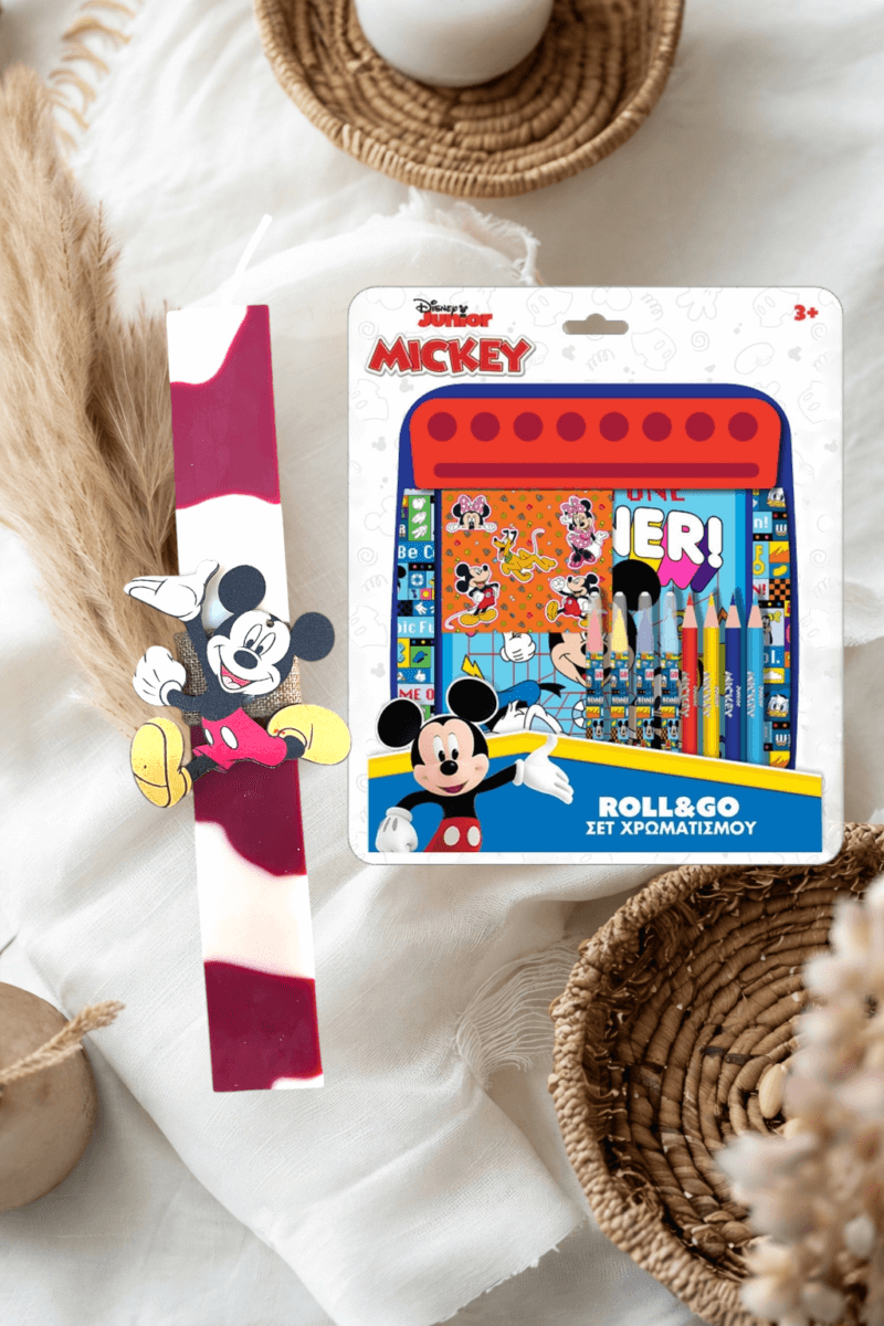 Χειροποίητη Πασχαλινή Λαμπάδα Mickey Mouse + Σετ Χρωματισμού